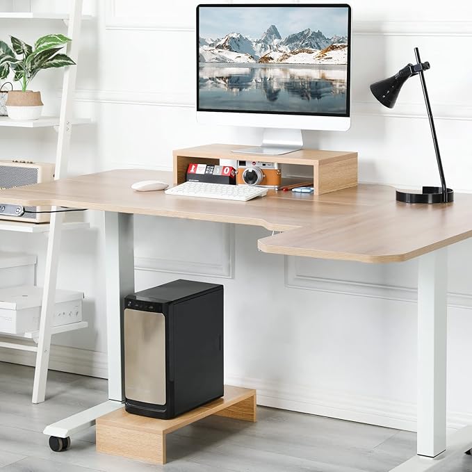 TEAMIX 2 Pack Monitor Stand Riser-20 inch, Wooden Desktop Riser - Image 6
