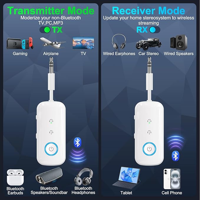 Premium Pro Bluetooth 5.4 Transmitter Receiver, Airplane Audio Adapter - Image 2