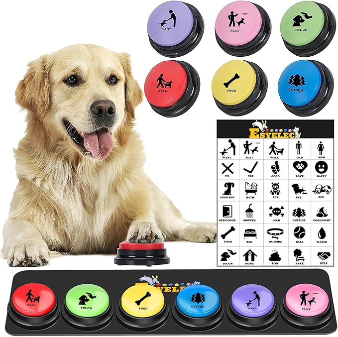 6 Pcs Dog Talking Button Set, Dog Buttons by ESYELEC