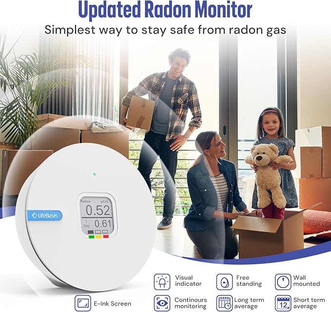 LifeBasis Radon Detector for Home, Portable E-Ink Display Radon Meter - Image 2