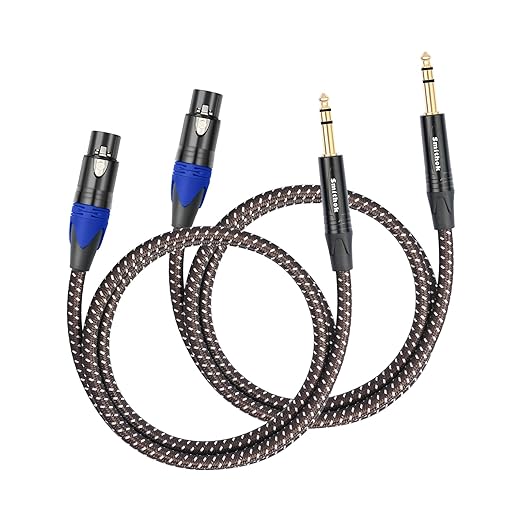 Smithok 2Pack 1/4" to XLR Cable, Heavy Duty Nylon Braided, Balanced 1/4" TRS to by Smithok