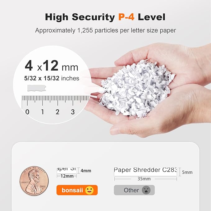 Bonsaii Paper Shredder Heavy Duty, 200-Sheet Auto Feed Micro-Cut 60 Minutes - Image 6