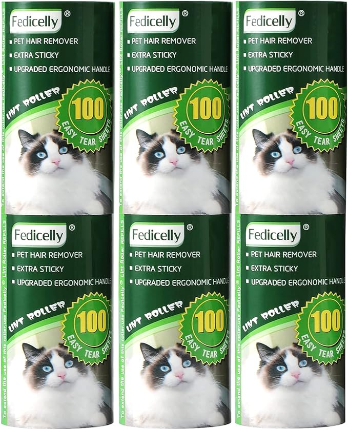 Fedicelly Lint Rollers Pet Hair Extra Sticky Refills, Mega Value Set 600 Sheets by Fedicelly