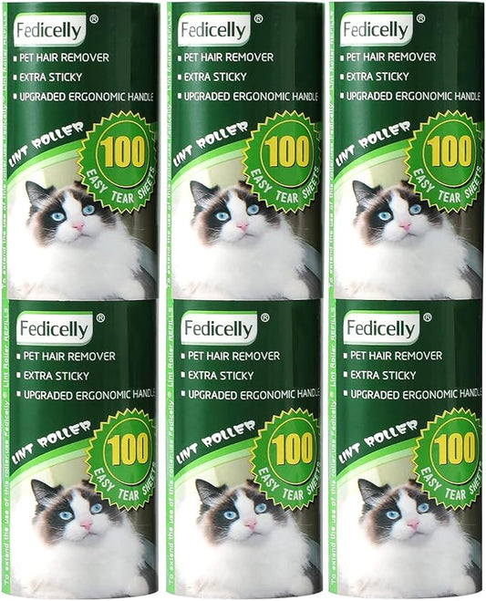 Fedicelly Lint Rollers Pet Hair Extra Sticky Refills, Mega Value Set 600 Sheets by Fedicelly