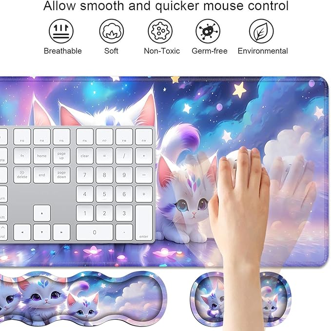 4 in 1 Ergonomic Keyboard Wrist Rest & Mouse Pad Wrist Rest Set, Large XXL - Image 3