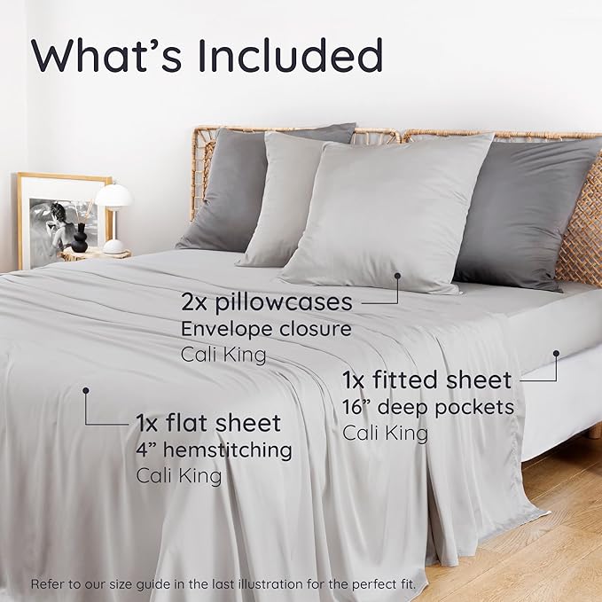 Bambaw California King Sheet Set 4pcs – 100% Viscose Derived from Bamboo Deep - Image 2