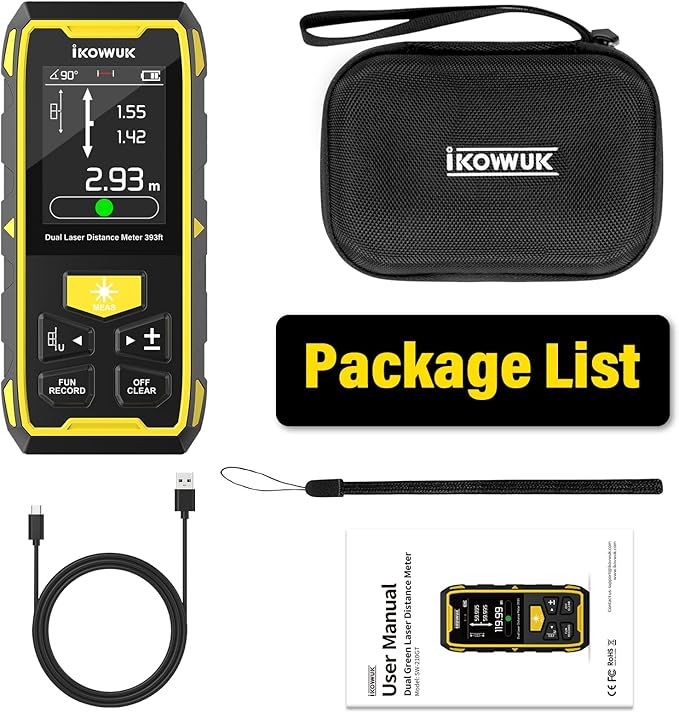 IKOVWUK Dual Laser Measuring Tool, 393FT/120M Bilateral Laser Distance Meter 6 - Image 8