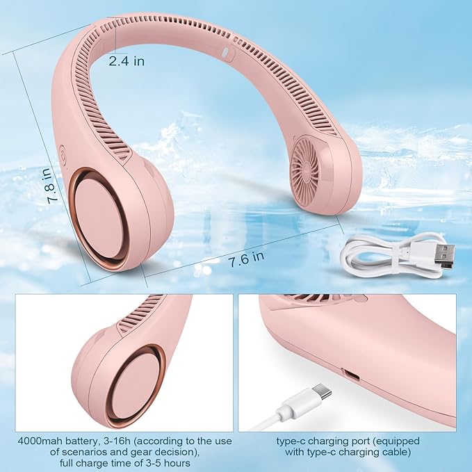 CIVPOWER Neck Fan: Portable Personal Neck Cooling Rechargeable Bladeless Fan - Image 4