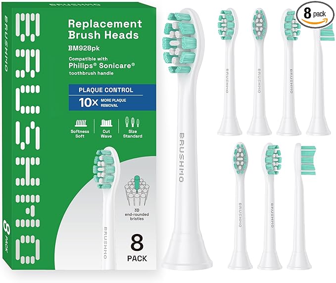 Brushmo Plaque Control Replacement Toothbrush Heads, Compatible by Brushmo