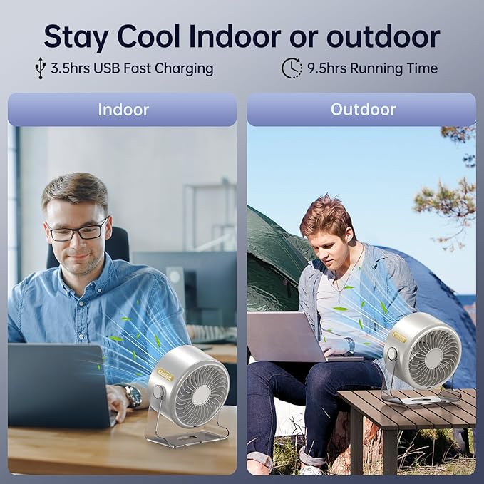 Coolhill USB Desk Fan for Bedroom: 100 Speeds Digital Display Quiet Table Fan - Image 4