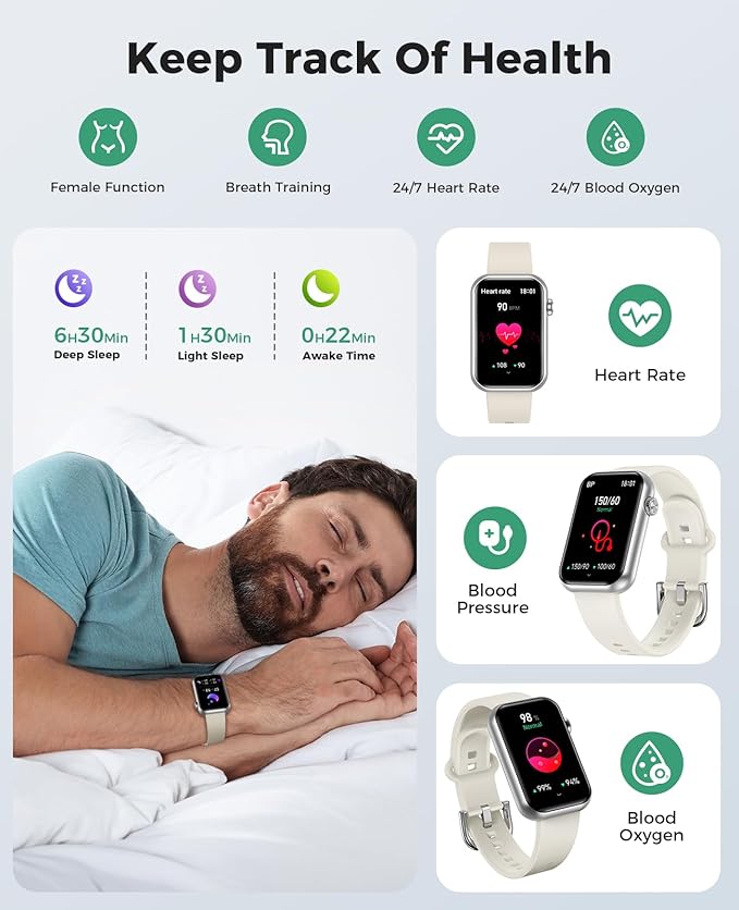 Smart Watch Fitness Tracker, 24/7 Heart Rate Spo2 Blood Pressure Monitor Sleep - Image 3
