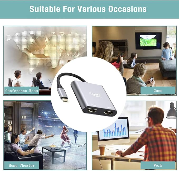 Selore&S-Global USB C to Dual HDMI Adapter 4K @60hz, Type C to HDMI Converter - Image 6