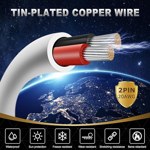 DEKIEVALE 20 Gauge 2 Conductor Electrical Wire, 32.8FT White Stranded Low - Image 2