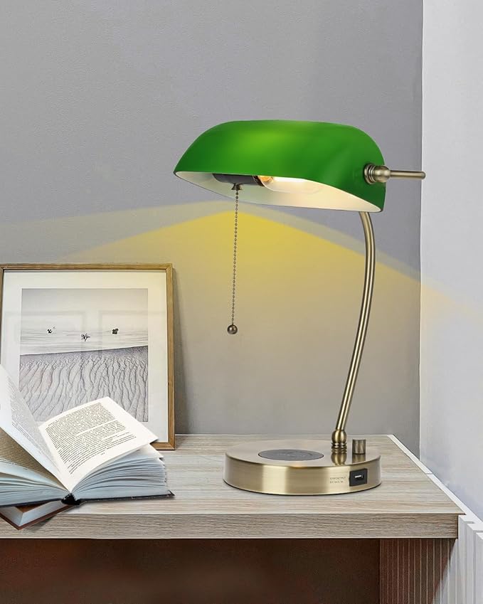 Newrays Green Glass Bankers Desk Lamp - Image 2