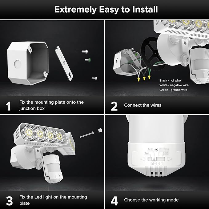 SANSI 36W LED Motion Sensor Outdoor Lights, Hardwired Security Light Motion - Image 6