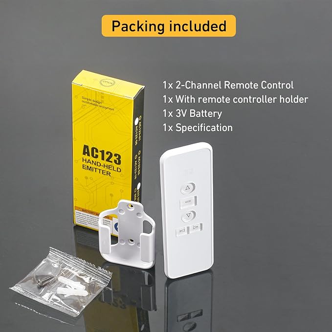 AC123-02 2 Channel Controller, RF433.92 Transmitter, Motorized Roller Shade - Image 6