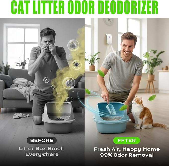 Cat Litter Deodorizer 99% Ozone Odor Eliminator Negative Ion 2-IN-1, Plug In - Image 5