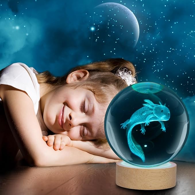 LQYHZCZQ 3D Axolotl Crystal Ball Night Light - Image 6