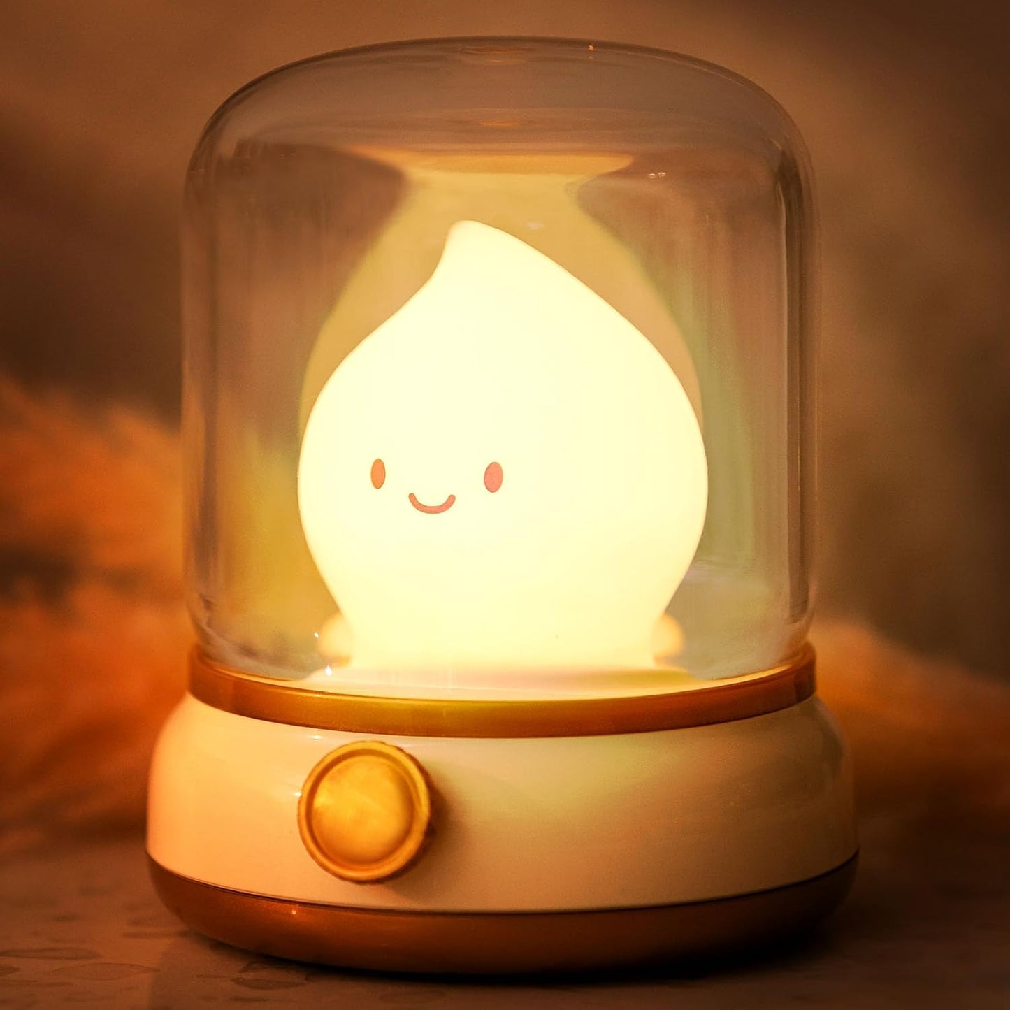 WANIDEA Night Light for Kids, Rechargeable Night Light for Bedroom | Stepless Dimming, Retro Flame, Room Decor, Warm Candlelight, Gifts for Kids, Bedside Lamp With USB-C Charging Cable