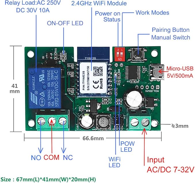Newgoal WiFi Wireless Inching Relay Switch Momentary DIY Smart Home Remote - Image 5