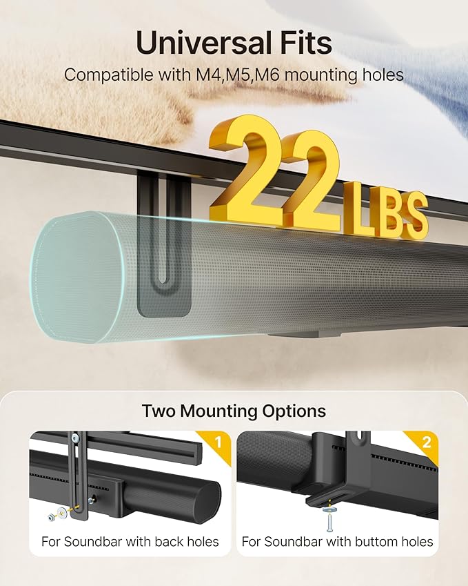 monTEK Soundbar Mount up to 22 lbs fits Sonos Arc/Arc Ultra/Beam/Ray/Playbar - Image 2