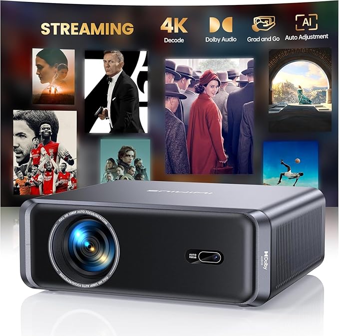 Smart-Projector with WiFi6 and Bluetooth, Outdoor Movie Projector & DoIby by iWIMIUSSmartProjector