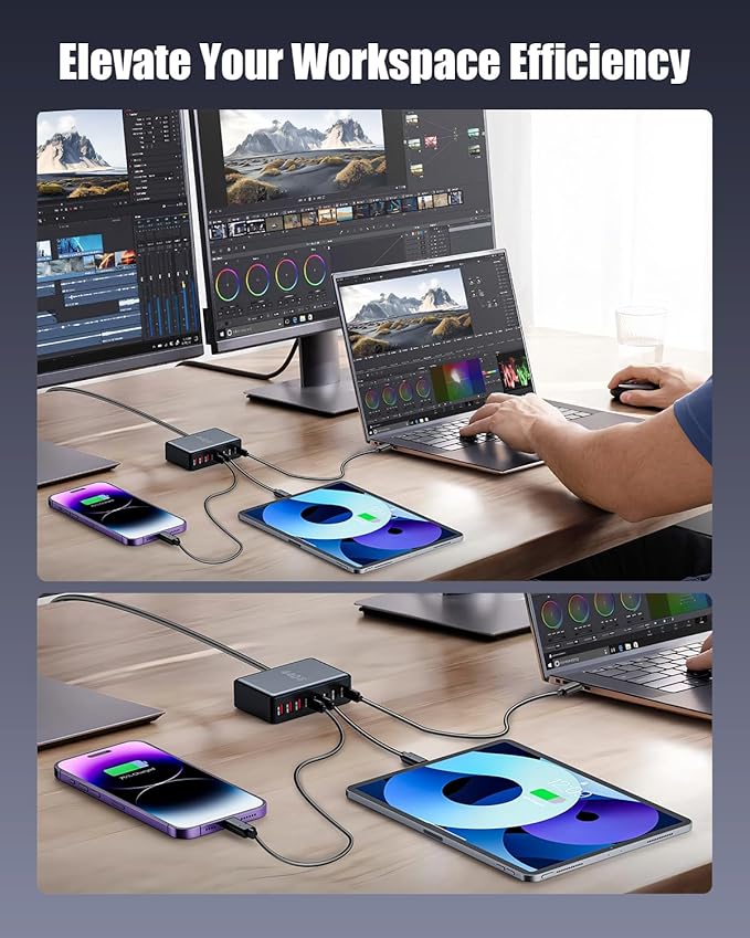 440W USB C Charger Block, 8-Port USB C Charging Station GaN IV Travel - Image 6