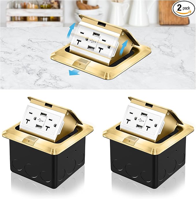 Vagueior Recessed Floor Electrical Outlet Kit, Waterproof Electrical Outlet by Vagueior