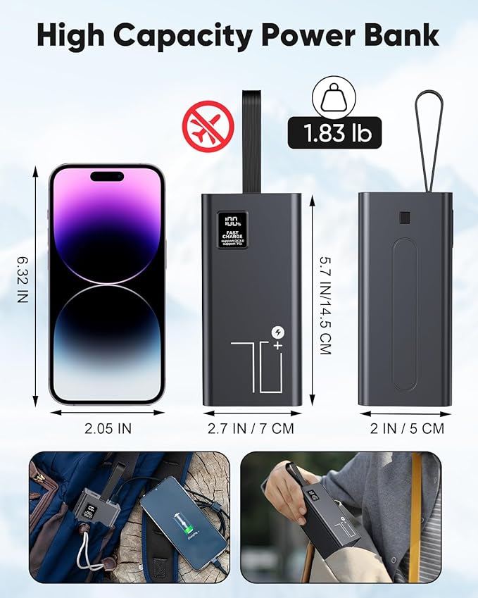 Portable Charger 70000mAh Power Bank Fast Charging, External Battery Pack High - Image 7