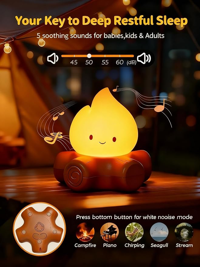 3 PCS Campfire Night Light, Rechargeable Flame Lamp, Cute Desk Lamps - Image 5