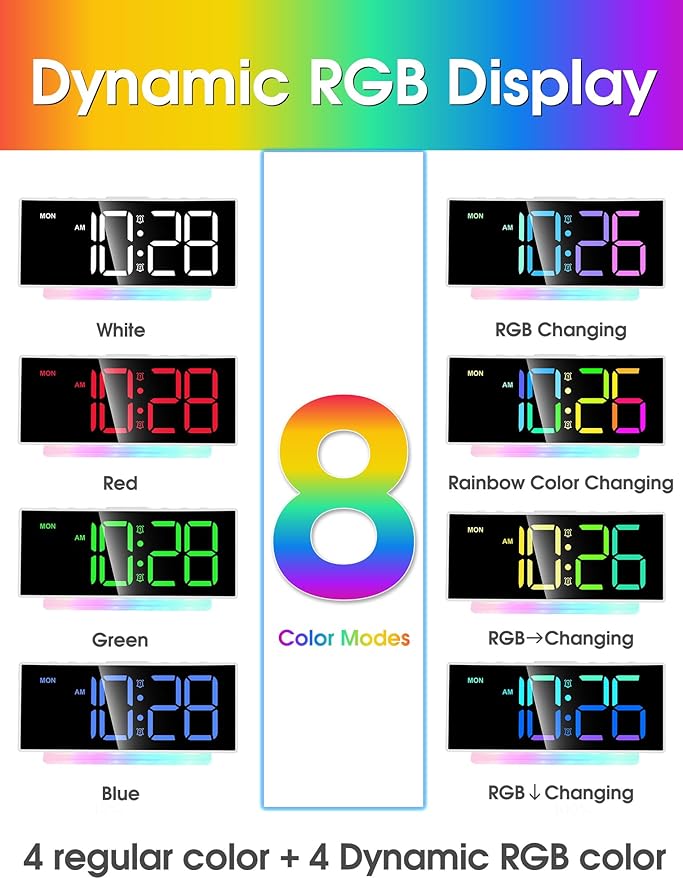 Cadmos Extra Loud Alarm Clock for Heavy Sleepers Adults, Rainbow Clock for - Image 5