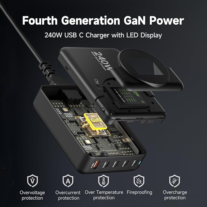 240W GaN Charger, 5-Port USB C Charger - Image 3