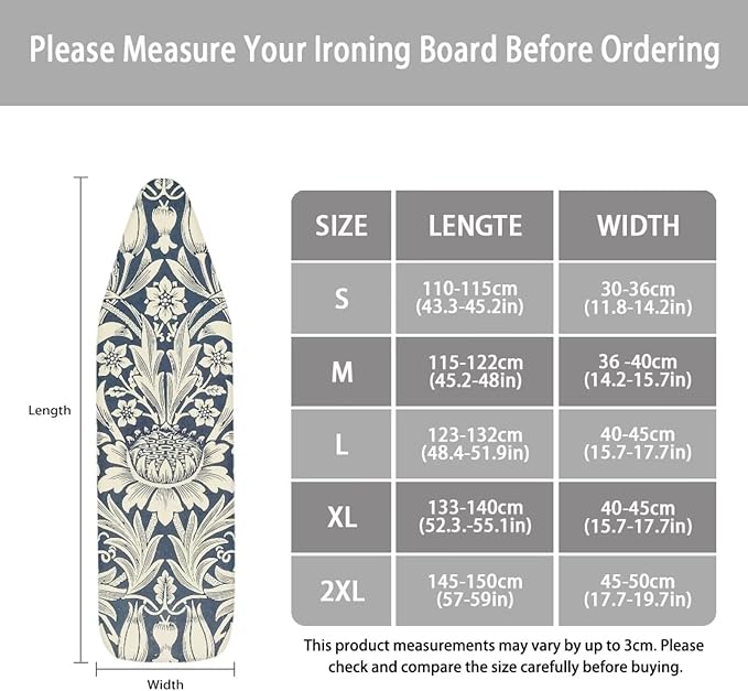 ZCFYGDX William Morris Art Floral Ironing Board Cover Decor, Resist Scorching & - Image 6