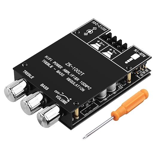 ZK 1002T Bluetooth 5.0 Amplifier Board, 2x100 Watt amp by Beffkkip