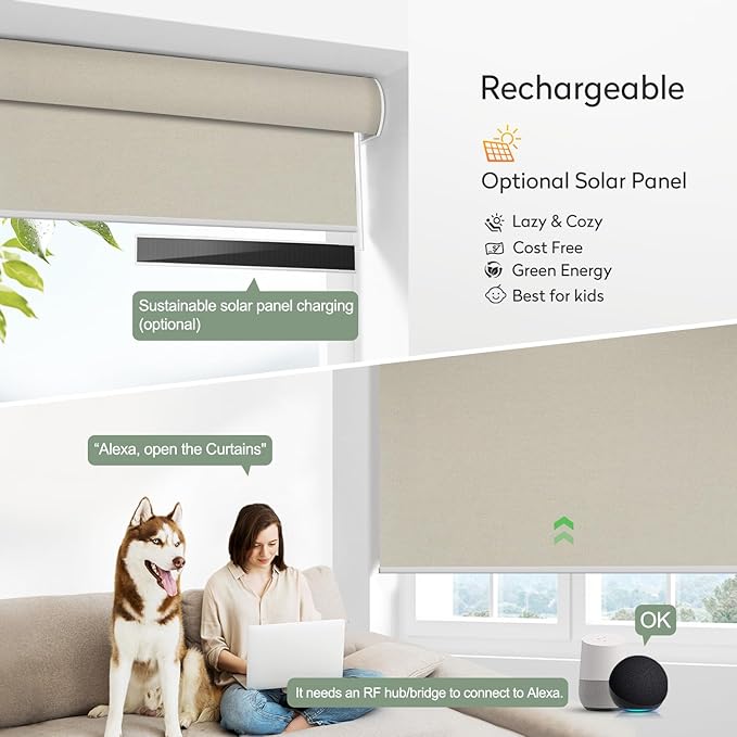 ZSHINE Motorized Blackout Window Blinds Customize Width Remote Control - Image 4