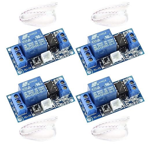 hiBCTR 4-Pack SPST Bistable Relay Module 12VDC by hiBCTR