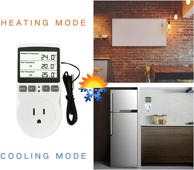 Plug in Thermostat Temperature Controller Electric Digital Thermostat Heating - Image 2