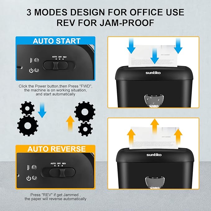 Suntiko 14 Sheet Cross Cut Paper Shredder - Image 5