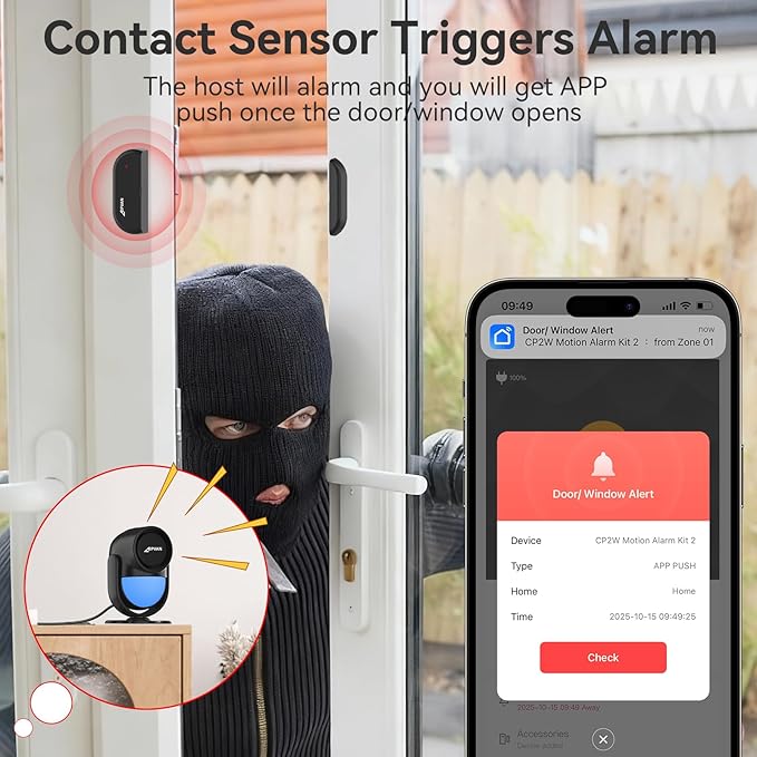 CPVAN WiFi Motion Sensor Alarm, 125dB Wireless DIY Smart PIR Motion Detector - Image 4