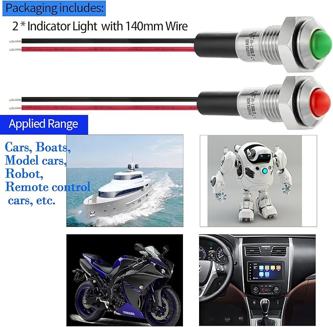 ZGSZJHF 8mm Indicator Light 0.31" Waterproof IP67 Metal Stainless Steel Signal - Image 7