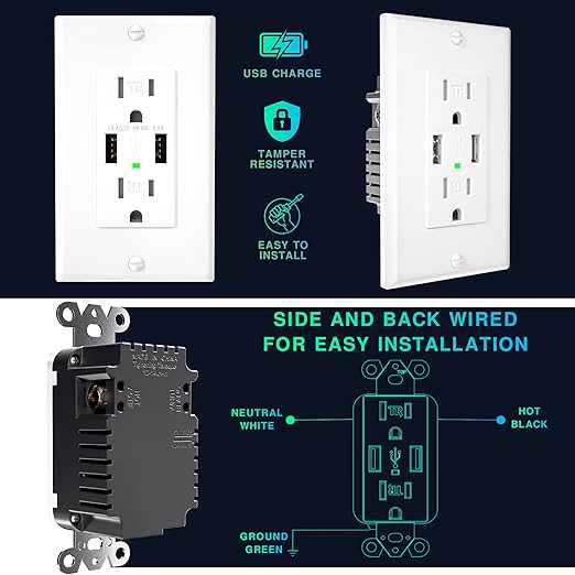 EverElectrix 10 Pack 4.8A Wall Outlet - Image 5