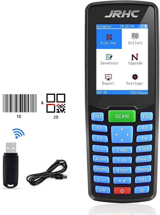 1D 2D Barcode Scanner Wireless, JRHC Portable Inventory Scanner & Data by JRHC