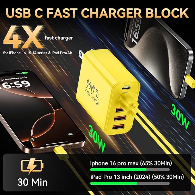 USB C Fast Charger Block, iPhone Charger Fast Charging Blocks 65W Multi Port - Image 2