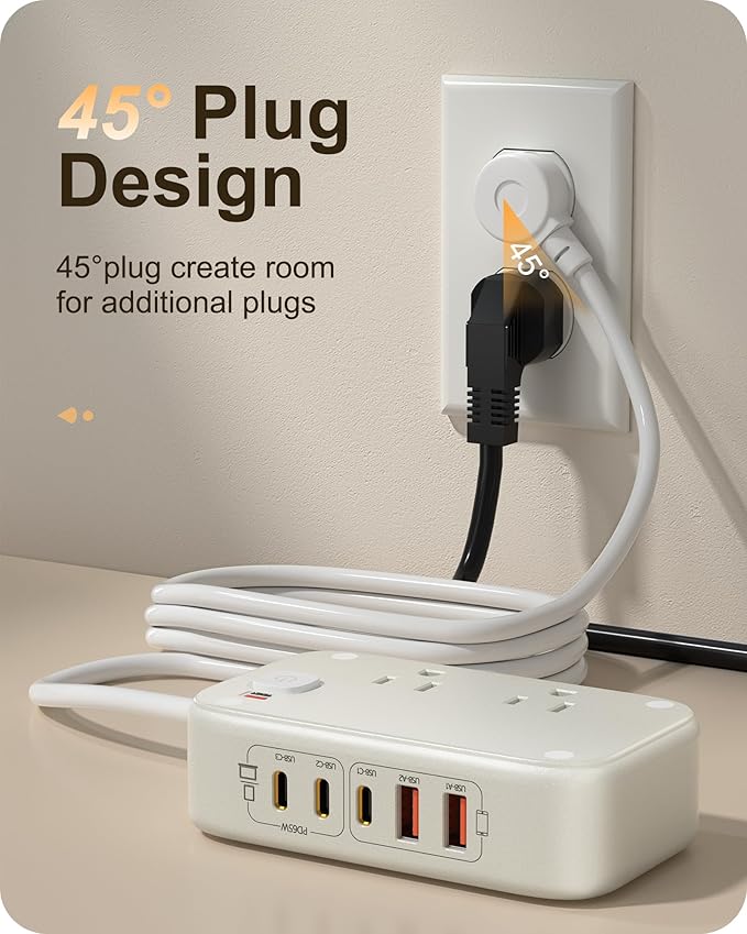 KWRNVO Power Strip with USB Ports 175W GaN 7-in-1 USB C Charging Station Type C - Image 6