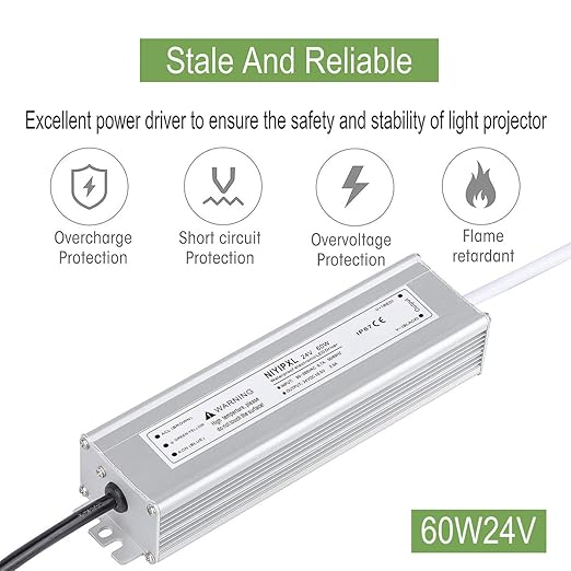LED Driver 60 Watts 24V DC Low Voltage Transformer， Waterproof IP67 LED Power - Image 2