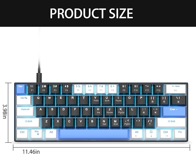 Camiysn 60% Mechanical Gaming Keyboard, Detachable Type-C Cable Mini Keyboard - Image 8