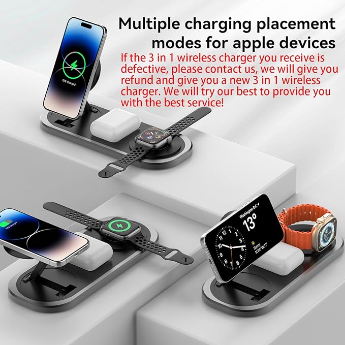 3 in 1 Fast Wireless Charger Stand - Image 3