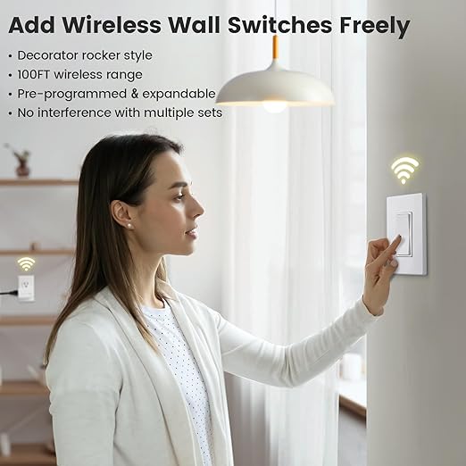 SURAIELEC Wireless Light Switch, Remote Control Outlet, Decorator Rocker Wall - Image 2