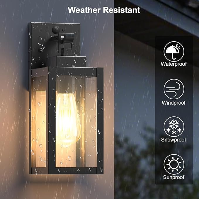 LTBLIGHT 2-Pack Motion Sensor Outdoor Wall Light Fixtures, Modern Black Dusk to - Image 5