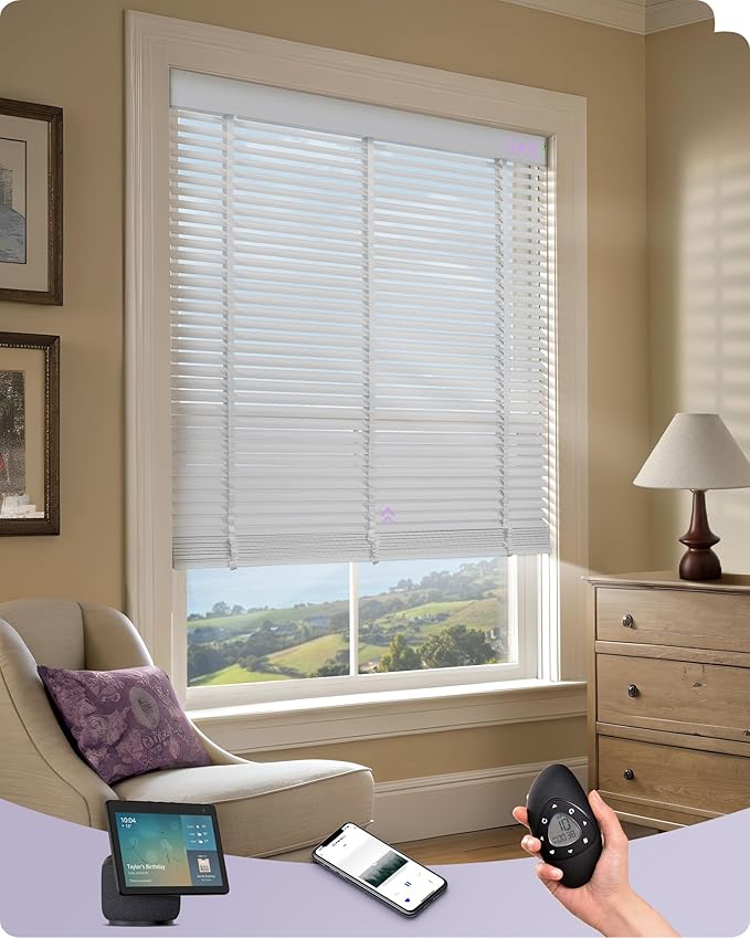 Graywind Motorized Solid Wood Blinds 90% Blackout Smart Electric Horizontal by Graywindbeyondshading